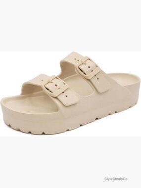 Platform Sandals with Arch Support Adjustable Buckle Slides Lightweight